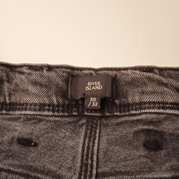 Mens River Island Buttonfly Jeans Size 30x32 Dylan Slim Charcoal Grey - Picture 6 of 11
